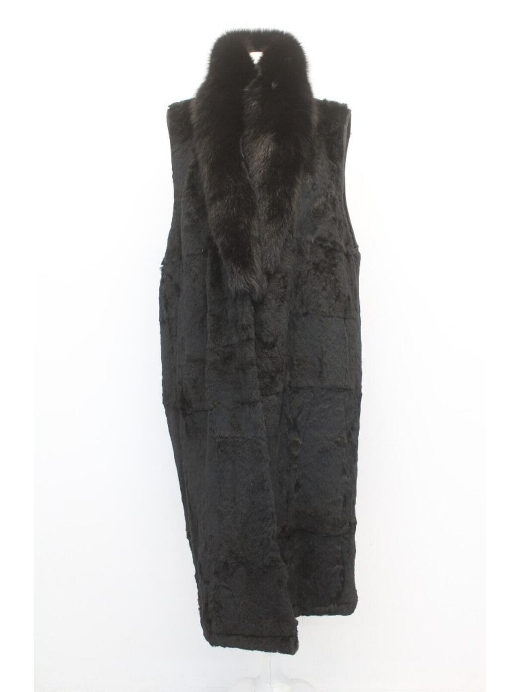 Scrap Item: Black Sheared Rabbit & Fox Fur Long Vest Size N/A